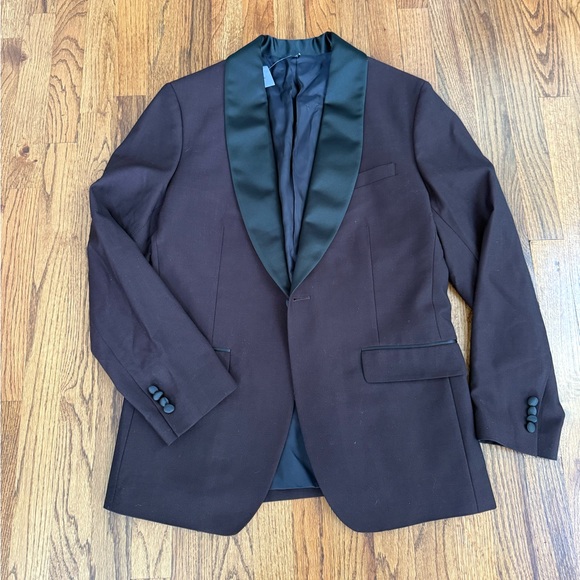 BONOBOS MENS TUXEDO FORMAL DINNER JACKET SHAWL LAPPEL DARK BURGUNDY SLIM 40R - Picture 1 of 5